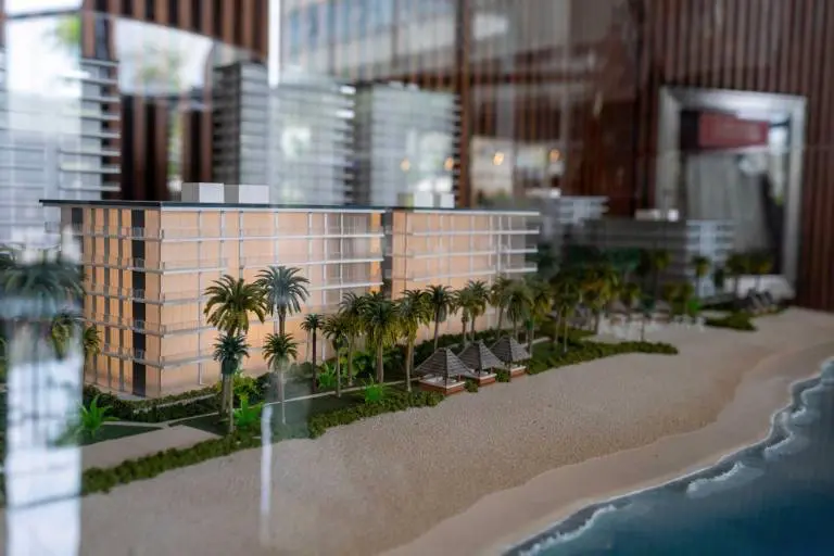 Maqueta del proyecto Seascape ubicado frente al mar de Punta Barandúa. (Ronald Guzmán Dávila.)